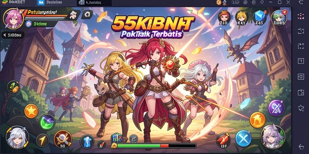Tampilan gameplay 55KBET yang menjelajahi dunia Anime penuh warna.