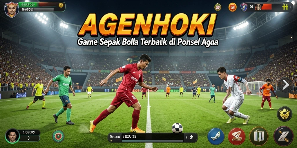 Tampilan gameplay AGENHOKI dengan aksi sepak bola seru.