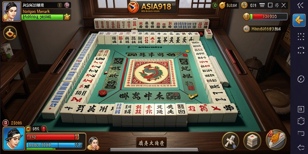 Screenshot gameplay ASIA918 menampilkan suasana Mahjong yang seru.