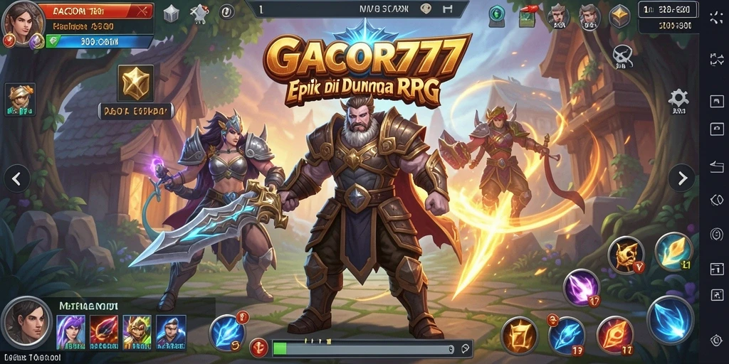 Screenshot GACOR777 menampilkan pertarungan intens dalam dunia RPG yang fantastis.