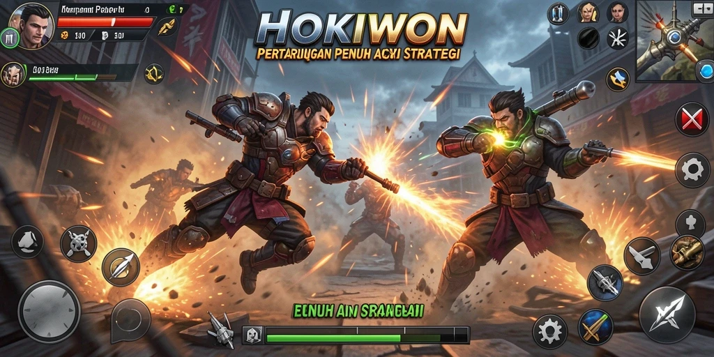 Tampilan pertarungan epik di HOKIWON dengan grafis yang memukau.