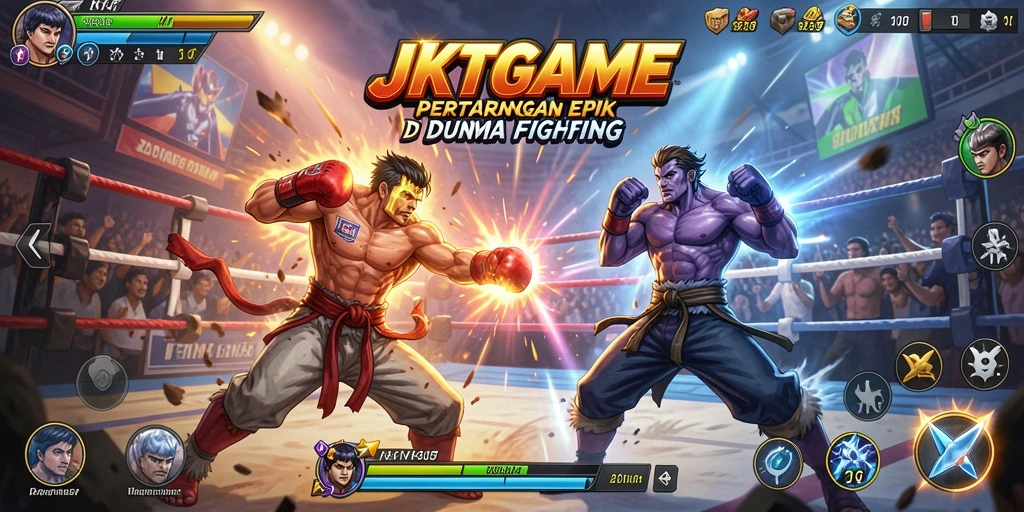 Tampilan gameplay JKTGAME yang mendebarkan di arena Fighting.