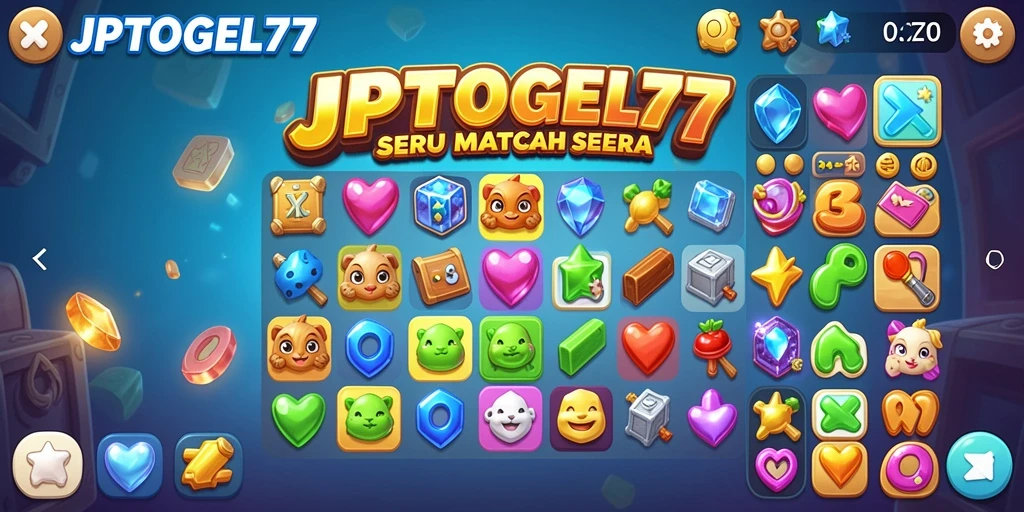 Tampilan gameplay seru di JPTOGEL77 dengan tantangan Match-3.