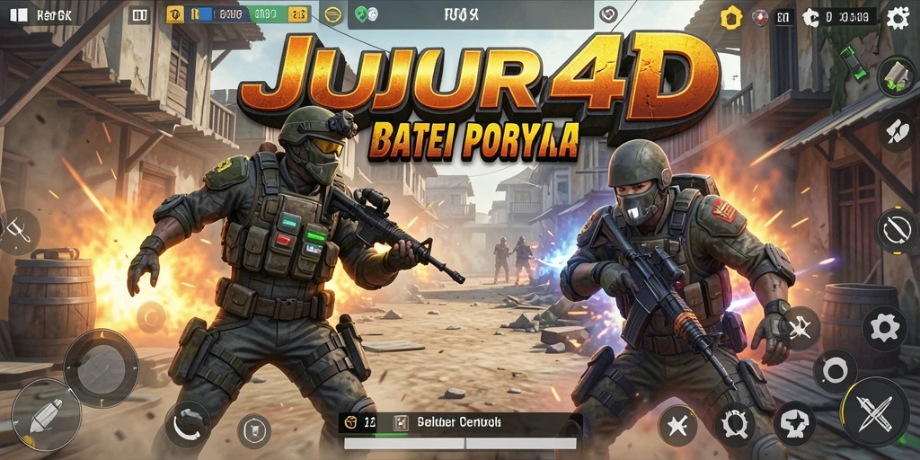 Tampilan aksi mendebarkan dalam pertempuran JUJUR4D Battle Royale.