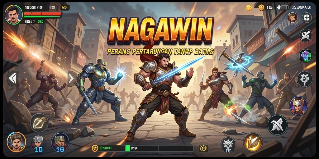 Tangkapan layar menunjukkan pertarungan seru dalam NAGAWIN.