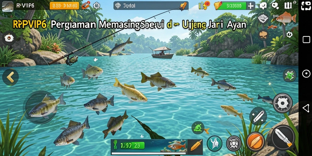 Screenshot gameplay RPVIP6 yang menampilkan pengalaman memancing yang seru.