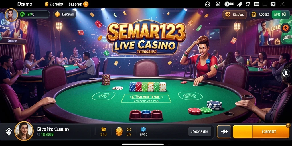 Tampilan menarik gameplay Live Casino SEMAR123 yang mendebarkan.