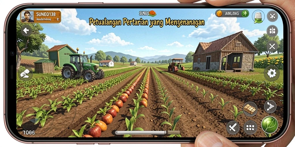 Tampilan menarik dari gameplay bertani di SUNEO138.