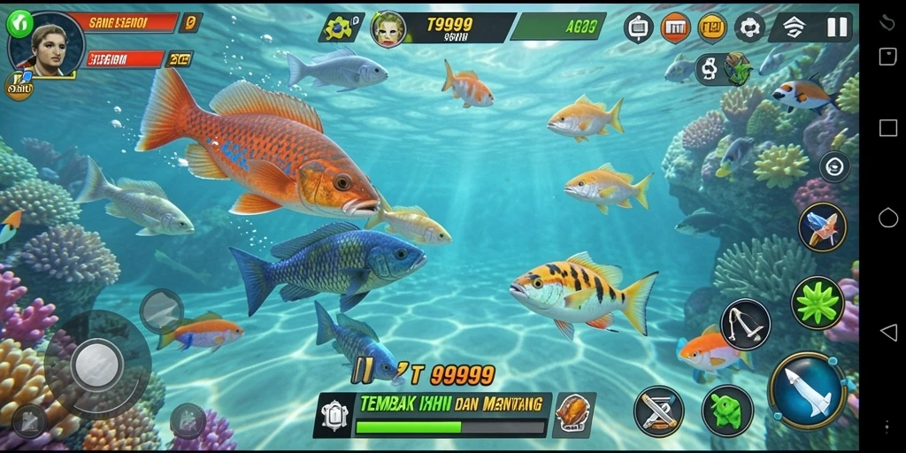 Screenshot gameplay T9999 yang penuh aksi Tembak Ikan.