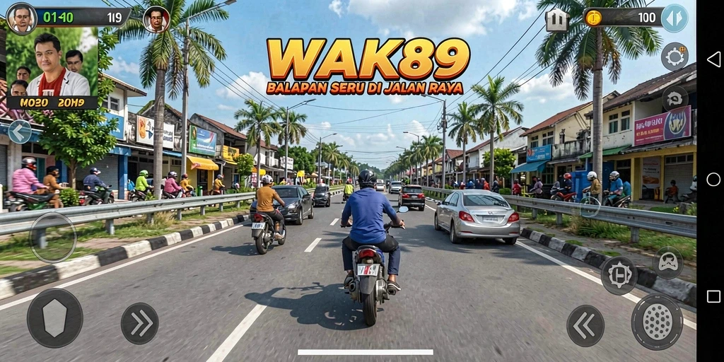 Gameplay balap mobil yang mendebarkan dan seru dalam WAK89.
