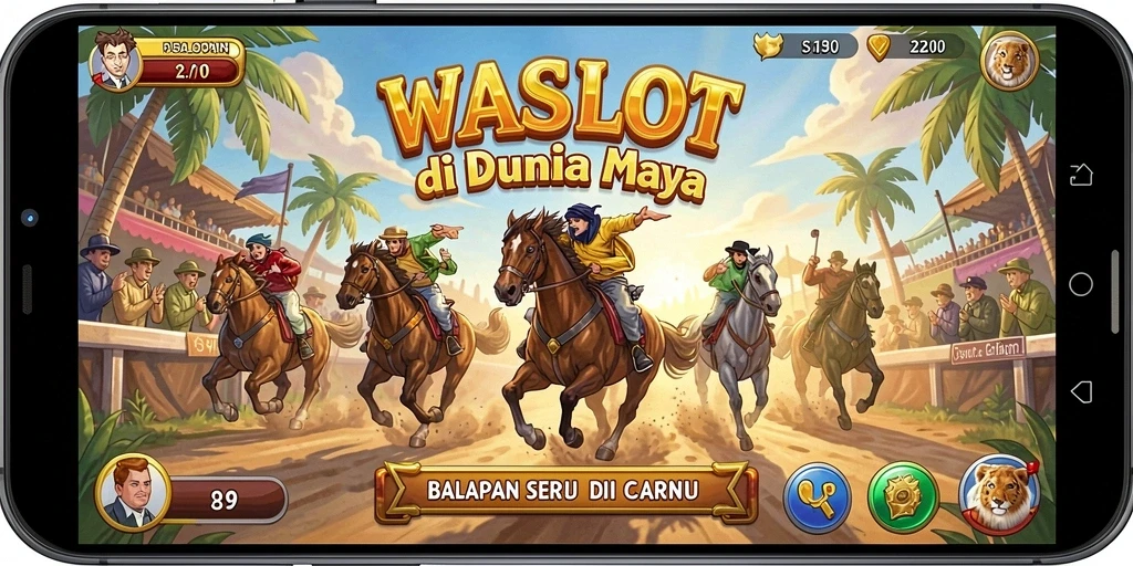 Menampilkan aksi balapan seru dalam game WASLOT.